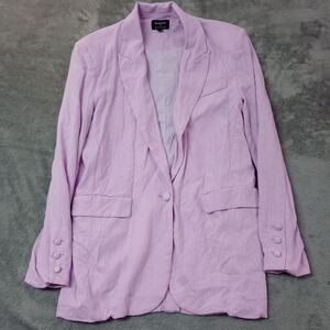 Bardot Charlie Casual Blazer Jacket Lilac Purple Size 6 Medium M Linen‎ Viscose